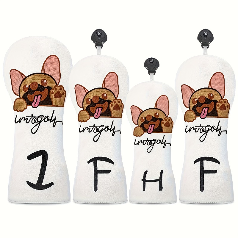 Golf Equipment Organizer - 1 Stück Welpen-Golfschläger-Abdeckung – niedliches Bulldoggen-Design