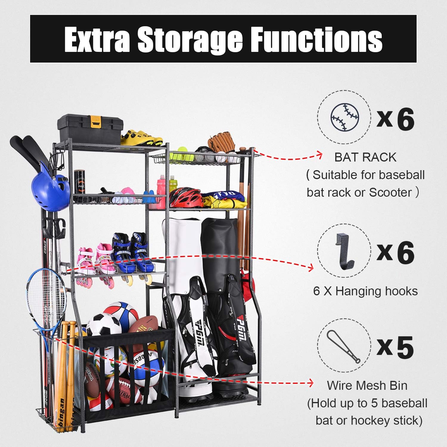 Garagen-Sportgeräte-Aufbewahru – Golf Equipment Organizer For Garage Bewertung und Preis