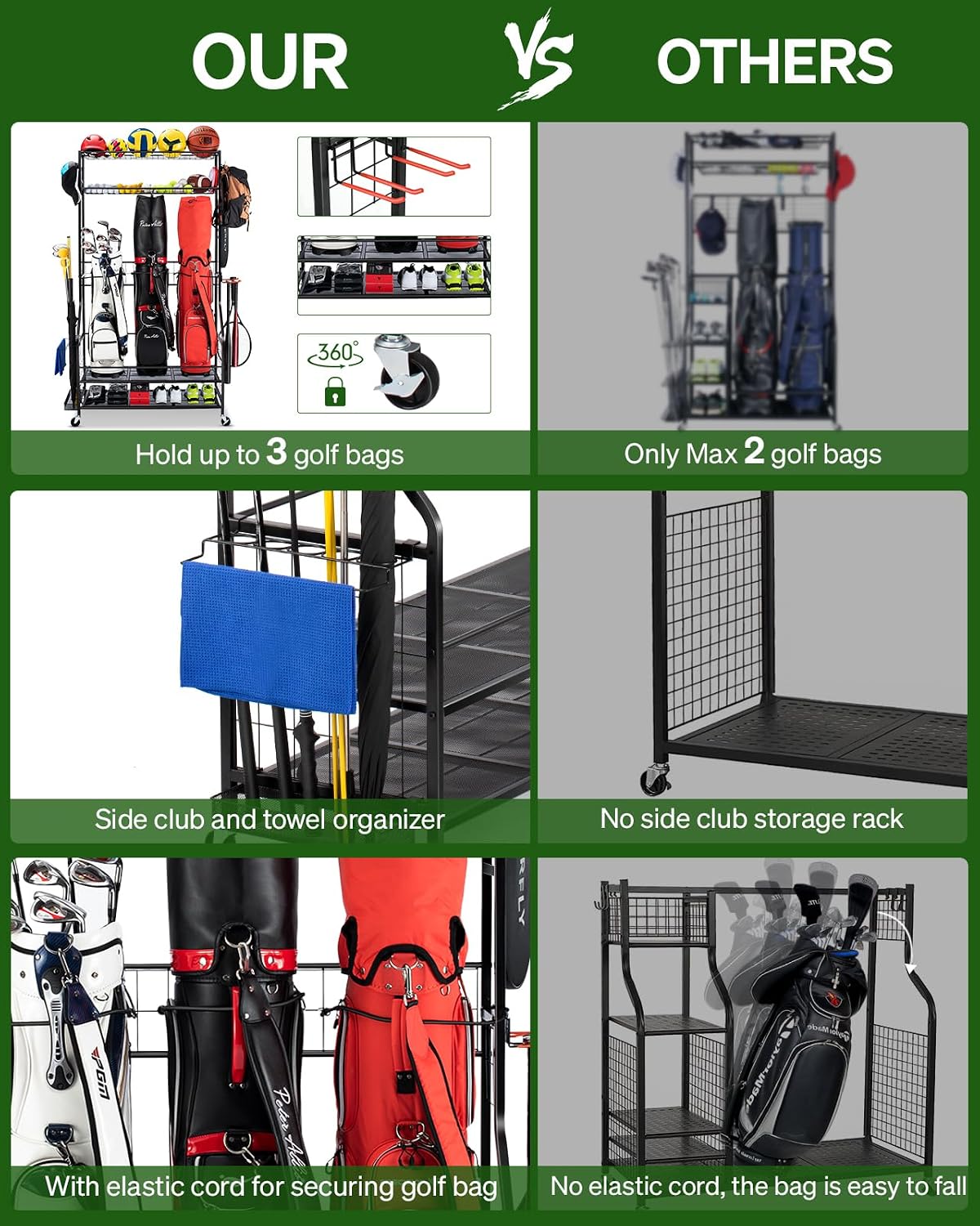 Golfbag-Aufbewahrungsorganizer – Golf Equipment Organizer For Garage Bewertung und Preis