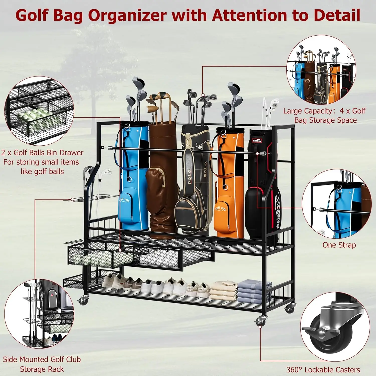 Multifunktionales Rollregal fü – Golf Equipment Organizer For Garage Bewertung und Preis
