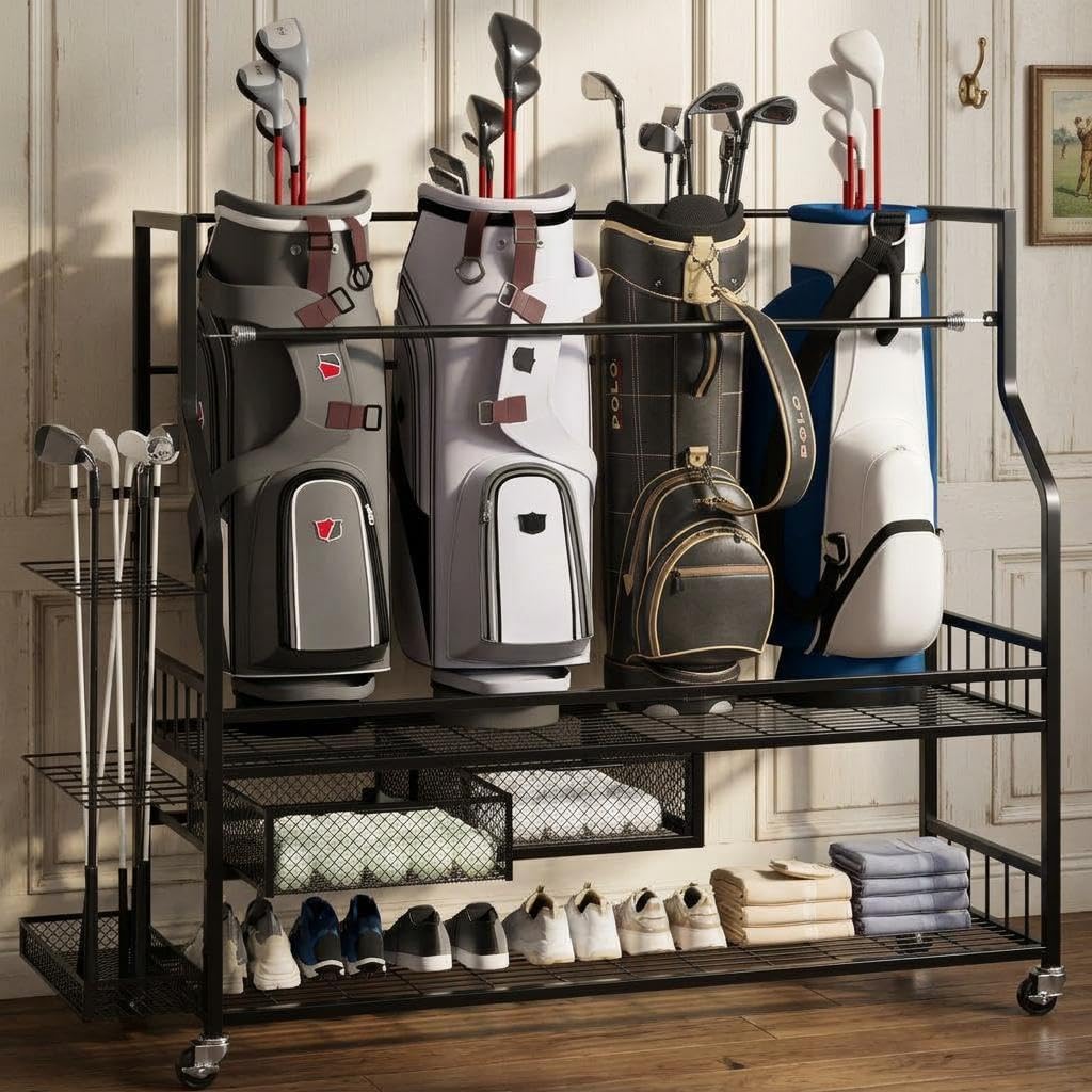 Golfbag-Aufbewahrungsregal mit – Golf Equipment Organizer For Garage Bewertung und Preis