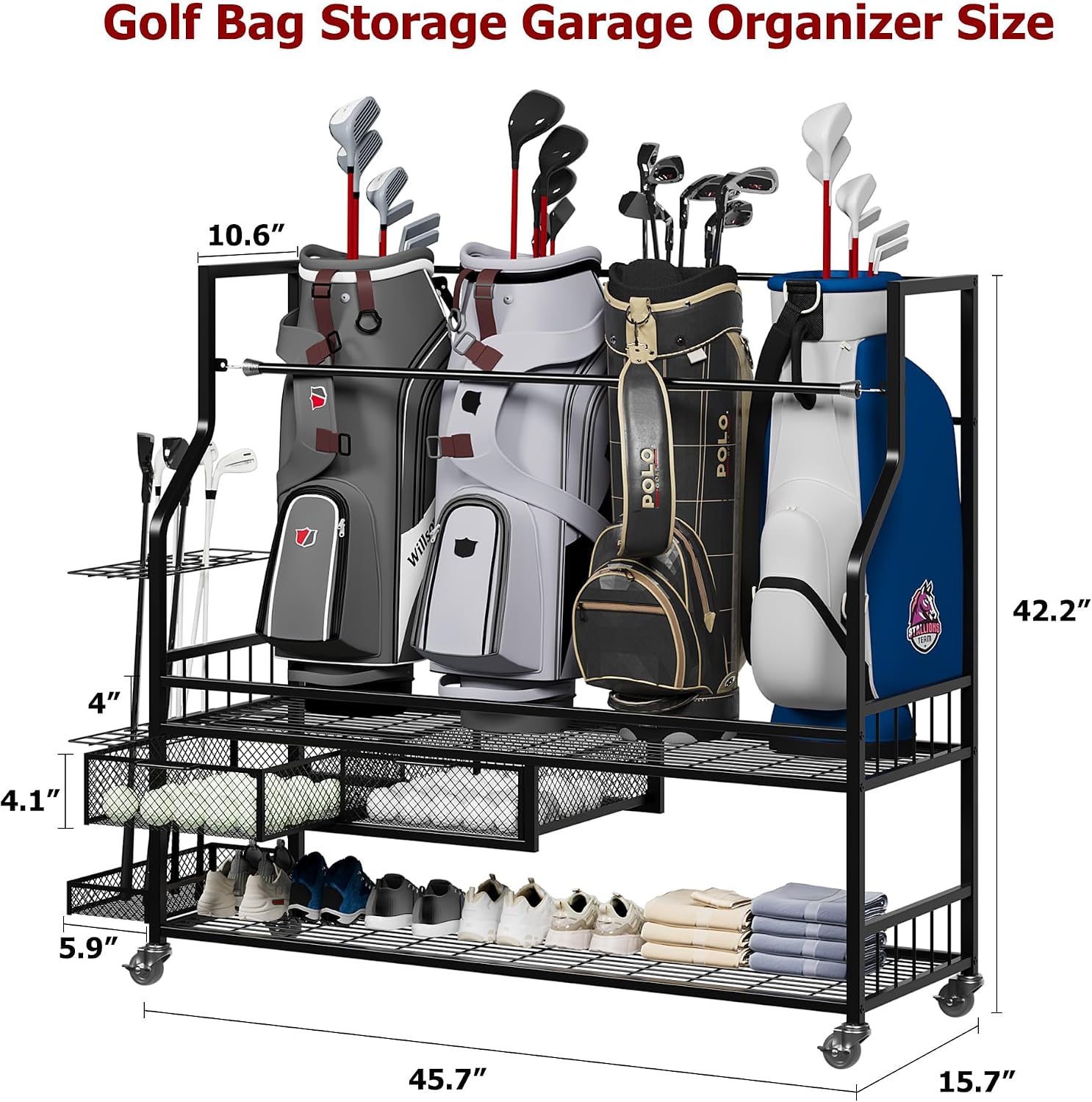 Golfbag-Aufbewahrungsregal mit – Golf Equipment Organizer For Garage Bewertung und Preis